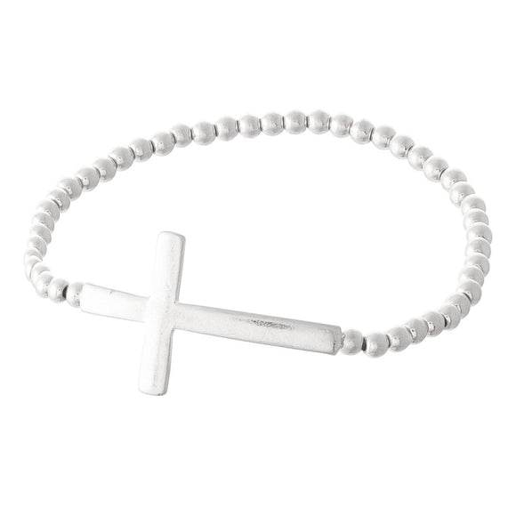 Silver Stretch Cross Bracelet