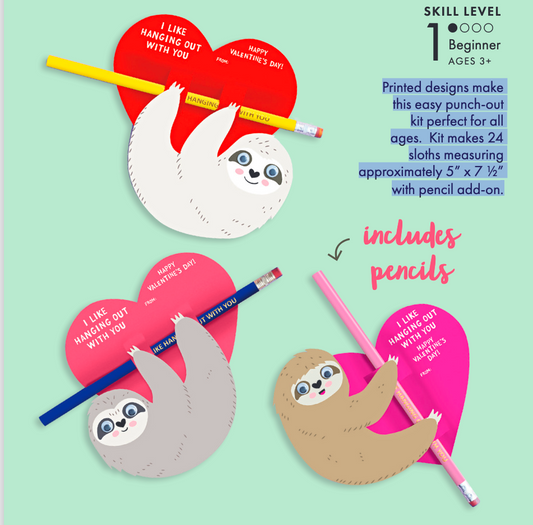 Paper Source Hanging Sloths Valentines Making Kit With Pencils
