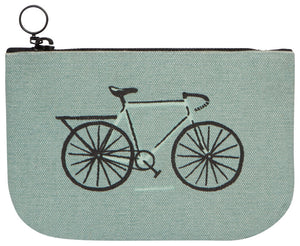 Blue Green Small Zip Pouch Bicycle