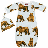 Milkbarn Newborn Gown and Hat Gift Set Bear Bamboo