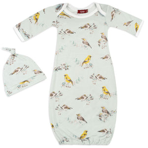 Milkbarn Newborn Gown and Hat Gift Set Bird Bamboo