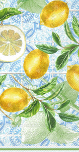 Hostess Napkins Citrus Limon Lemon Blue and Yellow