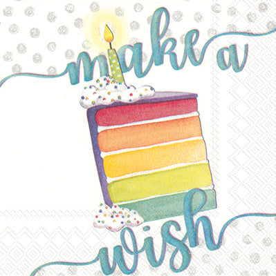 Cocktail Napkins Rainbow Cake Make a Wish Birthday