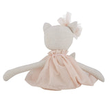 Linen Plush Cat in Dress Doll