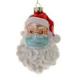 Santa 2020 Mask Glass Ornament