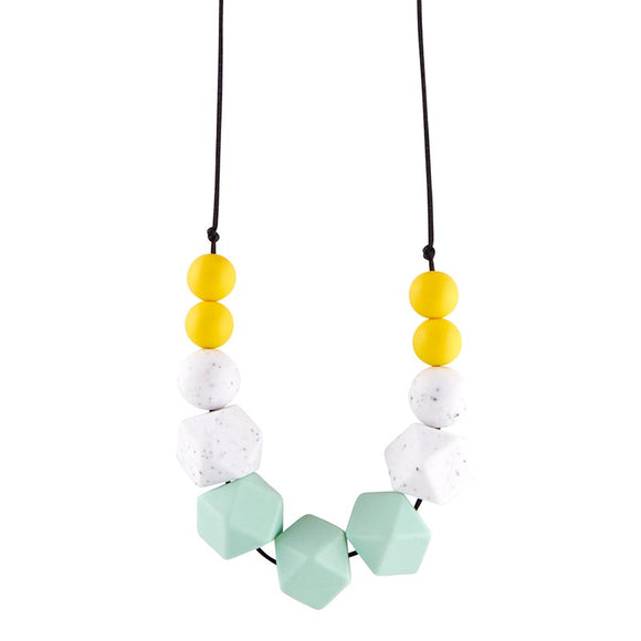 Mint, Yellow and Marble Teething Necklace