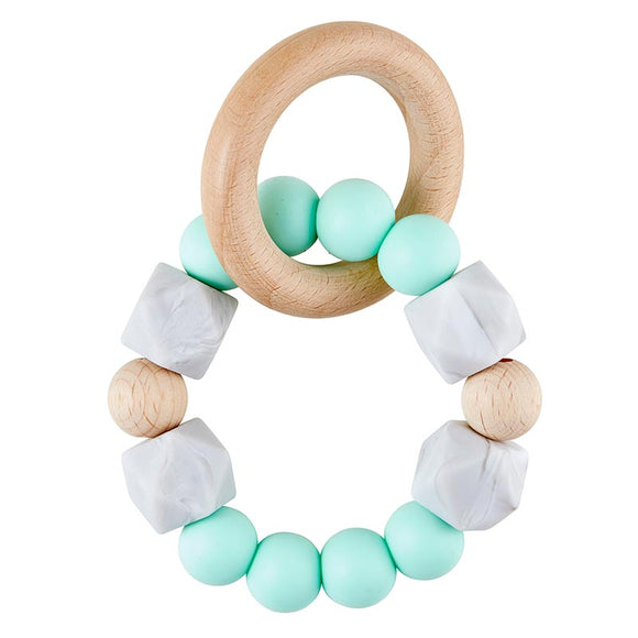 Mint, Marble and Wood Teething Ring