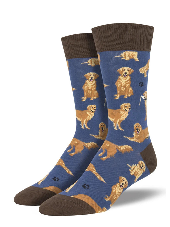 Men’s Socksmith Golden Retriever Dog Socks in Blue