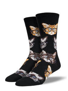 Men’s Socksmith Kittenster Cat Hipster Socks in Black