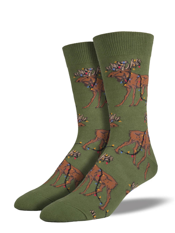Men's Socksmith Christmas Lights Moose Socks