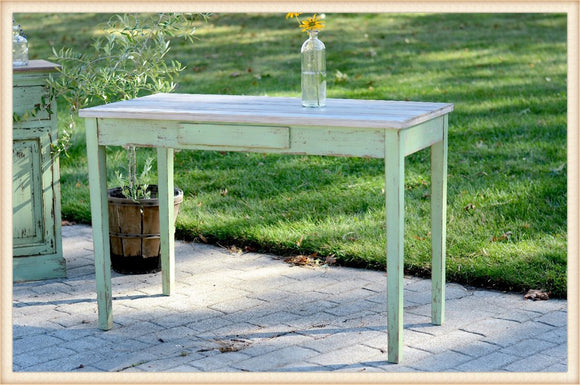 Vintage Celadon Green Distressed Table or Desk - Local Pick Up Only