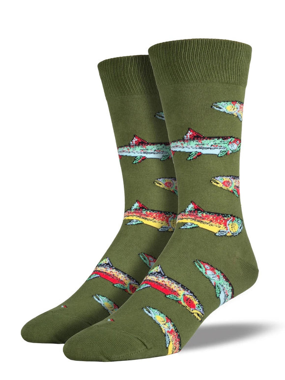 Men’s Socksmith Trout Fishing Socks in Parrot Green