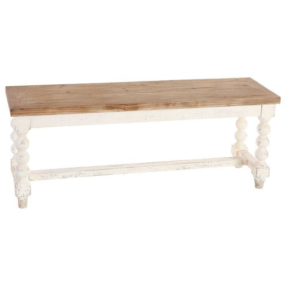 White & Natural Wood Bench - Local Pick Up Only