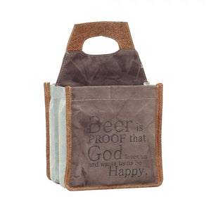Beer is Proof… 6 Bottle Canvas and Leather Caddy