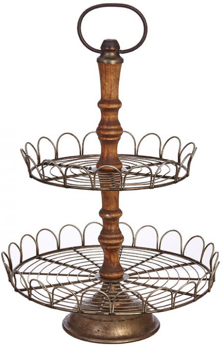 Two Tier Wood and Metal Stand
