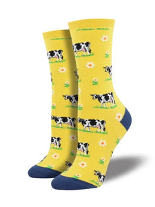 Women’s Socksmith Legendairy Cow Socks in Yellow