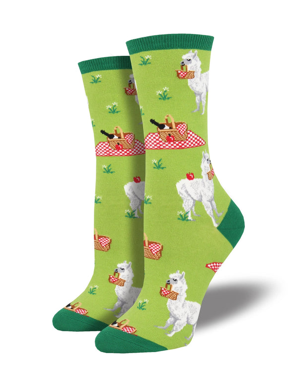 Women’s Socksmith Alpaca Lunch Llama Socks in Green