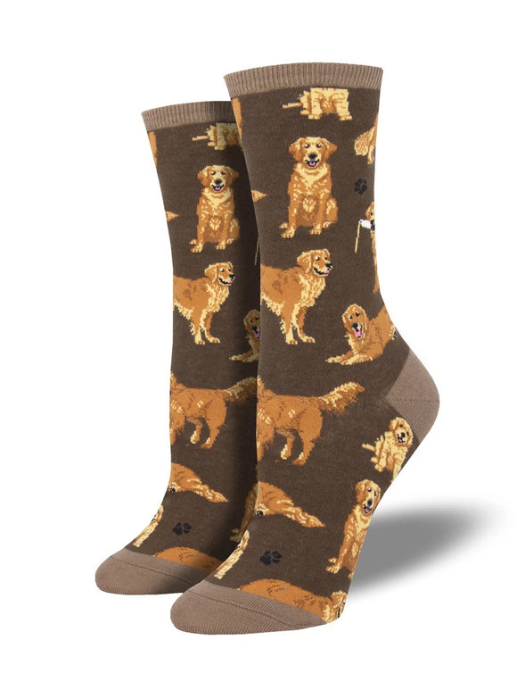 Women’s Socksmith Golden Retriever Dog Socks in Brown