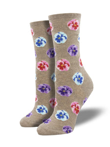 Women’s Socksmith Socks Blooming Pansies Hemp Heather