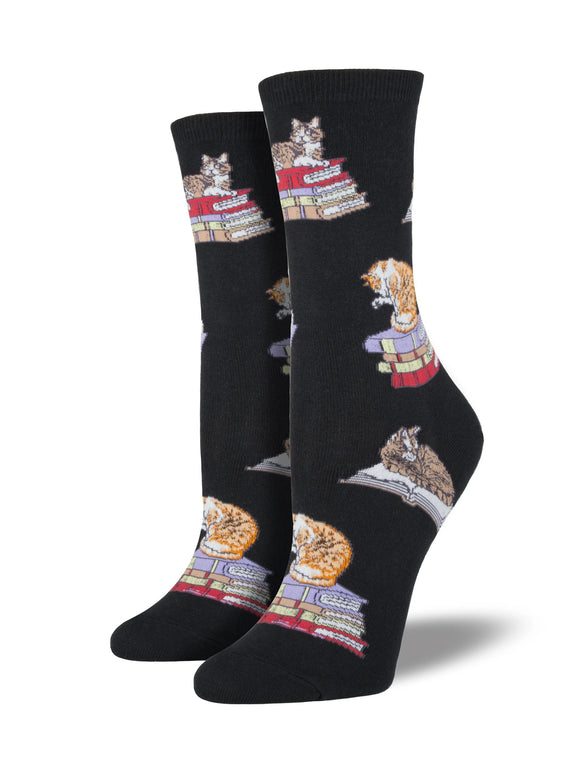 Women’s Socksmith Cats on Books Socks