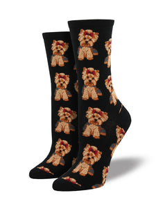 Women’s Socksmith Yorkies Dogs Socks in Black