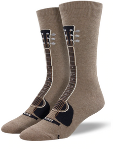Men’s Socksmith Guitars 6 String Socks in Brown Heather