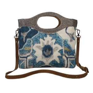Blue Wealth Tote or Shoulder Bag Leather, Rug, Hairon and Canvas