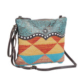 Colorful Crossbody Bag with Southwestern Features Canvas and Leather