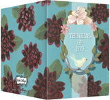 Thinking of You Greeting Card - Blank Inside - Red & Turquoise Flowers & Bird