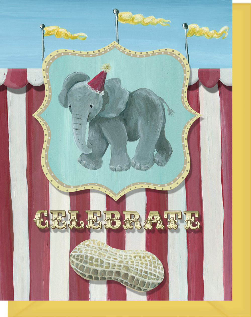 Celebrate Greeting Card - Blank Inside - Congrats, New Baby - Elephant & Little Peanut