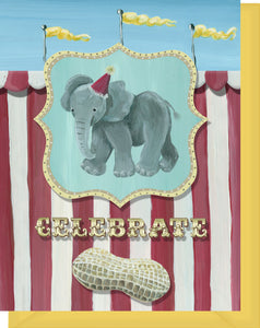 Celebrate Greeting Card - Blank Inside - Congrats, New Baby - Elephant & Little Peanut