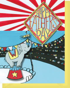 Happy Father's Day Greeting Card - Elephant Circus - Blank Inside
