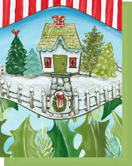 Christmas Cottage - Happy Holidays Greeting Card