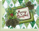 Vintage Christmas Greeting Card with Pinecones - Good Tidings & Cheer