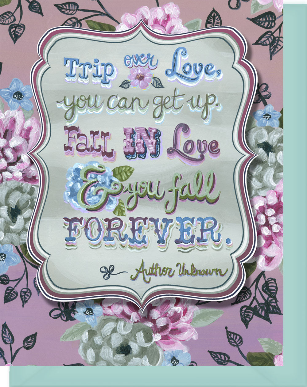 Love, Wedding Blank Inside Greeting Card - "Trip Over Love..."