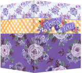 Thank You Greeting Card - Blank Inside - Purple & Orange Flowers