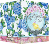 Congrats Greeting Card - Blank Inside - Blue Roses & Canary