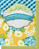 Congratulations! Greeting Card - Blank Inside - Yellow & Turquoise Flowers