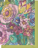 Watercolor Roses & Tulips - Blank Notecard