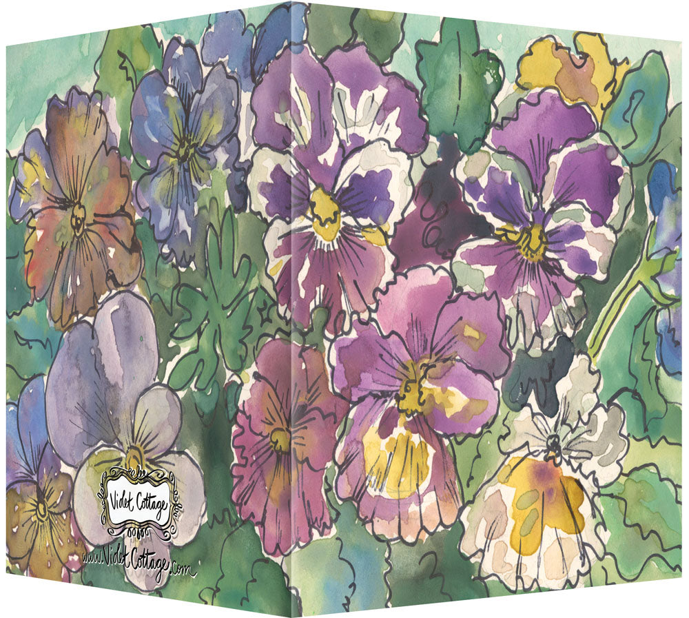 Watercolor Pansies - Blank Notecard