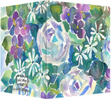 Watercolor Roses & Violets in Purple, Green & Turqoise - Blank Notecard