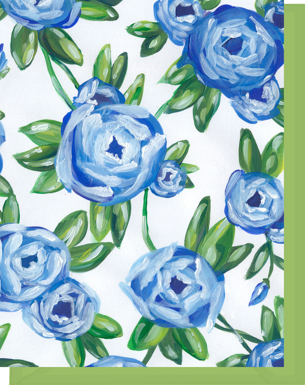 Cobalt Blue Roses - Blank Notecard