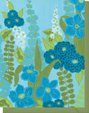 Blue, Turquoise, Lime Hollyhock Floral Design - Blank Notecard
