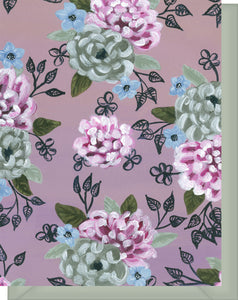 Mauve, Periwinkle & Navy Floral Design - Blank Notecard