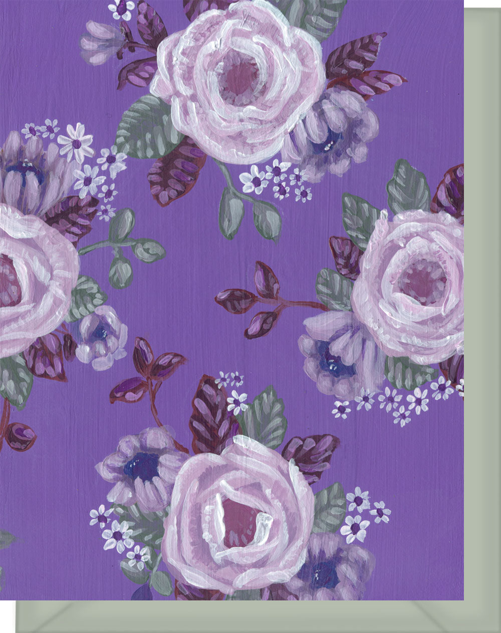 All Purple & White Floral Design - Blank Note Card