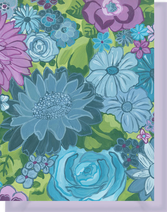 Purple, Blue & Turquoise Floral Design - Blank Notecard