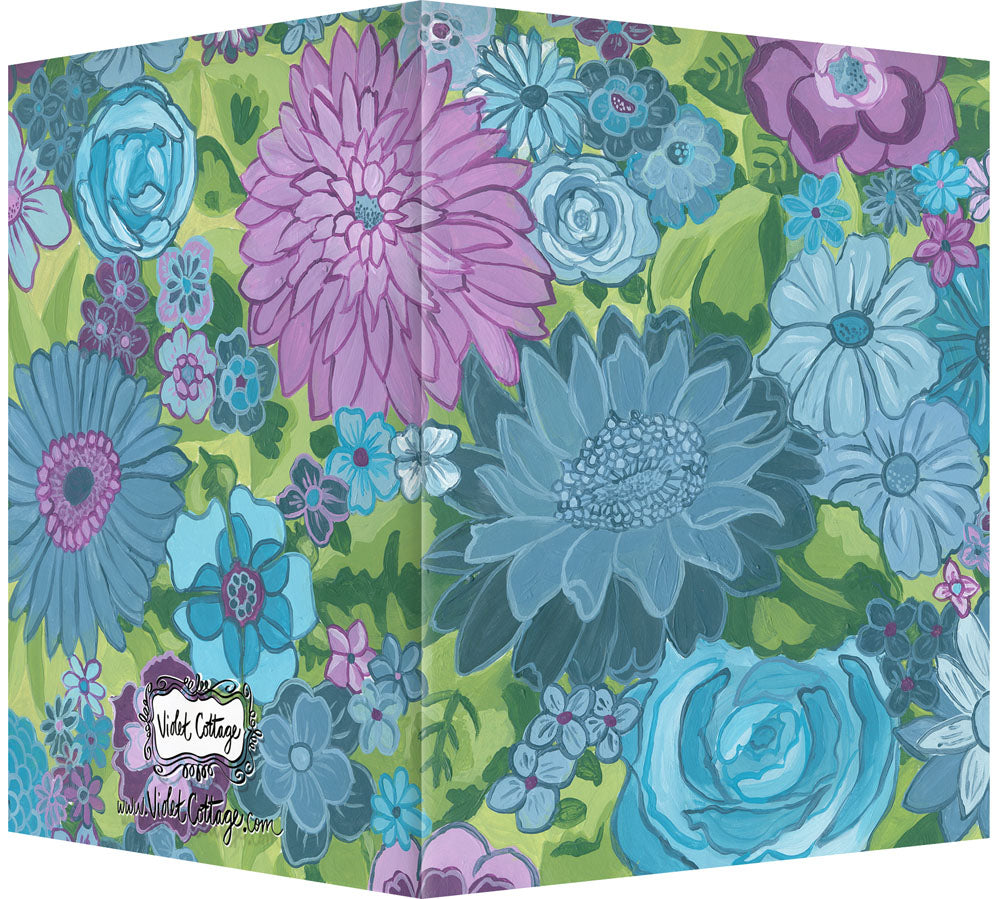 Purple, Blue & Turquoise Floral Design - Blank Notecard