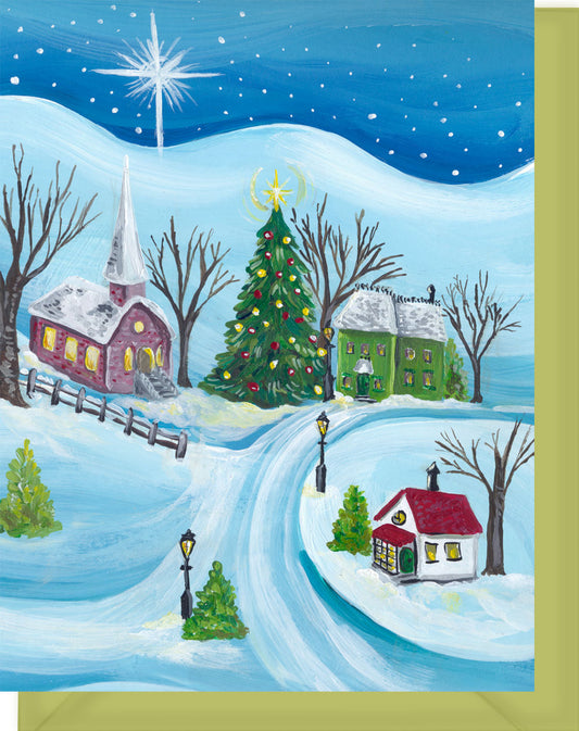 Sleepy Christmas Village - Merry Christmas & Happy New Year Greeting Card