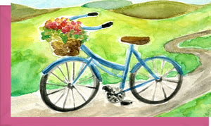 Small Enclosure Card - Bicycle with Flowers