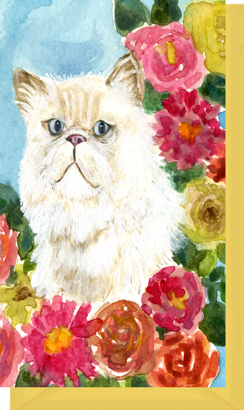 Small Enclosure Card - Persian Cat with Flowers